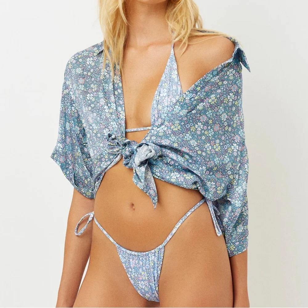 Frankie’s bikinis Fifi Silk Button Up Shirt - Picture 3 of 6